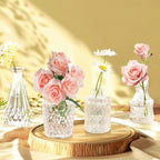 Glass Bud Vases Set of 12, Vintage Small Vases for Flowers, Clear Crystal Mini Glasses in Bulk, Small Flower Design for Centerpieces Wedding Decorations Home Flower Party Decor