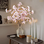 Uieke 3PCS Lighted Cherry Blossom Branches, 30in Artificial Cherry Blossom Flowers with 60 LED Lights Timer Battery Operated Lighted Twig Branches for Vases Wedding Party Home Indoor Decor