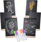 Small Chalkboard Signs, Double Side 6 x 9 Inch Wooden Tabletop Chalkboard Sign with Base Stands - Set of 6, Decorative Mini Table Signs Message Chalk Board Sign for Kitchen Wedding Bar and Restaurant