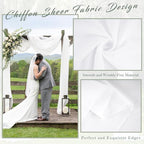 Wedding Arch Draping Fabric 4 Panels 20Ft Length x 28" Width White Arch Drapes Chiffon Fabric Sheer Curtains Backdrop for Party Bridal Decorations Wedding Ceremony Ceiling Stage Reception Decor
