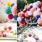 8pcs 10 inch Paper Honeycomb Balls Decorative Tissue Pom Poms Flower Art Hanging Balls for Birthday Wedding Nursery Baby Shower Home Decor (10inch, White)