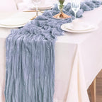 10-Pack Dusty BlueCheesecloth Table Runners – 10FT (35x120 Inch) Boho Rustic Gauze Fabric Cheese Cloth Table Runner for Weddings, Baby Showers, Bridal Shower, Farmhouse & Birthday Party Decor