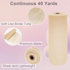 Beige Tulle Fabric Roll Spool Bolt (54 Inch by 40 Yards) Large Tulle Wedding Party Decoration, Tutu Skirt, Table Runner, Gift Wrapping, Bridal Shower, Soft & Drape (Beige)