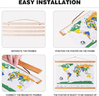 Magnetic Poster Hanger, 37x28 37x40 37x25 Poster Frame Wood Wooden Magnet Print Posters Dowel Scroll Hanger Hangers Hanging Kit for Walls Map Canvas Artwork (Teak Wood, 37")