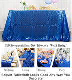 ShinyBeauty Royal Blue Table Cloths for Party 2 Packs, 72X72 Inch Sequin Table Cloth Square Shimmer Tablecloth Overlay Blue Tablecloths Rectangular for Wedding, Birthday Tables