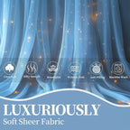 10x10ft Baby Blue Tulle Backdrop Curtain with String Lights, Wrinkle-Free Sheer Baby Shower Backdrop for Birthday Party, Bridal Shower, Photo Shoots, Wedding and Home Decorations, Baby Blue