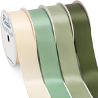 Ribbli Sage Green Satin Ribbon 1 Inch x 4 Rolls Total 40 Yards- Ivory/Sage/Dusty Sage/Moss Green Ribbon for Gift Wrapping Craft Wedding Decoration