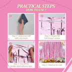 3 Pack Foil Fringe Backdrop - Pink Shiny Tinsel Curtains for Party Decoration/Photo Booth Props - 3.3x8.2 FT Metallic Foil Backdrop for Birthday, Wedding, Graduation, Christmas.