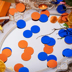 Orange Blue Table Confetti Party Decorations Metallic Circle Dot Confetti, 1.2 Inch, 300pcs