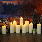 Plastic Waterproof Outdoor flameless Candles, LED Candles, with Remote Control and Timer, Battery-Powered Candles, Suitable for Camping, courtyards and Home Decoration,Set of 2（Ivory）