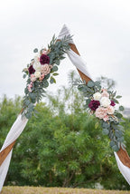 Ponatia Wedding Arch Flowers (Pack of 2), Artificial Burgundy & Nude & Ivory Wedding Flowers for Welcome Signs and Ceremony Reception
