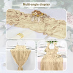 1 Pack Beige Cheesecloth Table Runner 35x120 Inch 10Ft Rustic Gauze Cheese Cloth Table Runner Sheer Cheesecloth Table Runners for Wedding Party Bridal Shower Decoration