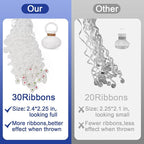 48Pack White Streamer Poppers,Hand Throw Streamer Poppers,No Mess Confetti Poppers for Birthday,Wedding,Party,Celebrations,School Opening,Graduation,Retirement Party (white 48pack)