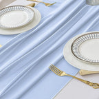 2 Pack 10 Ft Chiffon Table Runner Light Blue Gauze Long Table Runners 27x120 Inches Sheer Tulle Table Runner for Rustic Wedding Reception Bridal Shower Decorations Birthday Party