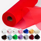 Crystal Organza Fabric Tulle 11 Inch by 50 Yards Sheer Tulle Rolls for DIY Craft Wedding Party Baby Shower Decor Gift Wrapping Party Supplies (Red)