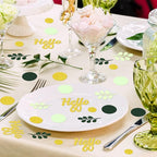 300PC Gold Glitter and Sage Green Happy 60th Birthday Decorations for Men/Woman Greenery 60th Birthday Confetti for Table Sixty Party Decor Supplies