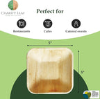 Disposable Palm Leaf 5" Square Bowl (50 pcs) Dipping Bowls | Bamboo Like| All Natural and Biodegradable | Charcuterie Boards, BBQs, and Parties