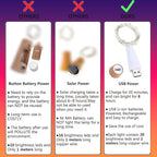 Wine Bottle Lights with Cork Switch for Liquor Bottles 4 Pack Rechargeable Battery Operated 20 Led Bottle Stopper Multi String Fairy Lights Indoor Christmas Wedding Halloween Decorations