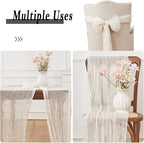 Ivory White 6 Pack Cheesecloth Table Runner 120 Inch 10 FT Boho Rustic Gauze for Wedding Baby Shower Party Farmhouse Summer Home Decor Washable