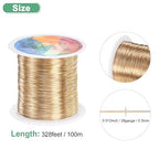 0.3mm Jewelry Wire, 28 Gauge 328FT Craft Wire Copper Beading Wire for Jewelry Making/Planting/Weaving/DIY Crafting, Soft Metal Wires [100M, Champagne Gold]