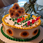 GEORLD Edible Cake Topper Wafer Sunflower Cupcake Decoration by Wafer Paper,36 Counts,Flat not 3D