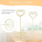 MAQUITA 36pcs Place Card Holder, Table Number Holders, Table Card Holders, Table Number Stands, Wire Table Picture Photo Holder with Heart Shaped Menu Memo Clips for Wedding Favors