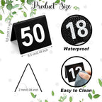 Tuanse Table Numbers 1-50 Acrylic Double Side Numbered Table Tents Restaurant Wedding Number Cards Signs for Banquets Party Wedding Reception(Black)