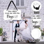 Acrylic Wedding Sign, Ring Bearer Sign, for Rustic Wedding Decor Signs, Acrylic Wall Art With Ribbon for Chairs Weddings Reception Decor and Event Party - They didn't Trust Me with The Rings (White)