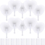 Aodaer 72 Pack Heart Shaped Folding Fans White Paper Fans Handheld Fans with Plastic Handles for Party, Wedding, Anniversary Decoration