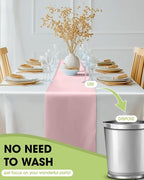 Pureegg Dusty Pink Plastic Table Runners - 10 Pack, 14'' x 108'', Water Resistant & Disposable Centerpiece Decorations for Table Cloth, Wedding, Birthday, Holiday, Baby Shower, Party, Home Decor