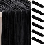 6 Pack Black Cheesecloth Table Runner 35x120 Inch 10Ft Rustic Gauze Cheese Cloth Thanksgiving Table Runner Sheer Cheesecloth Table Runners for Wedding Party Bridal Shower Decoration