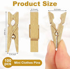 100 Pcs Gold Wooden Pins, 1.38 Inch Tapestry Clothes Pins Wall Clips Photo Picture Clips Poster Clips Strong Spring Clips for Home and Office Poster Photo Decor (Gold 100 Pack 1.38 Inch)