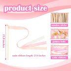 60 Pieces Wedding Colorful Ribbon with Bells, Party Ribbons Streamers Sticks Magic Wish Fairy Wand for Wedding Party Holiday Activities Favors (Pink-100)