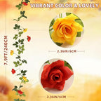 Floweroyal 6 Pack Artificial Flower Garlands 15.8FT Fake Rose Vines Silk Flowers Hanging Rose Ivy for Wedding Arch Party Home Garden Wall Decor (Orange Yellow)