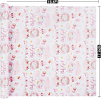 Aimyoo Pink Baby Shower Wrapping Paper Roll - 17 Inch X 16.5 Feet - Cute Elephant with Baby Girl Letter Design Perfect for Girls, Birthday, Party