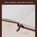 BEECHMORE BOOKS Lined Journal Notebook, 8.5 x 11.5 inch, A4 160 Lined Pages, Hardcover Leather Journals for Women, Men, Writing and Notebooks for Work - 120 GSM Thick Paper, Gifts Box Included (Chestnut Brown)