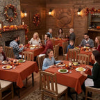 sancua Thanksgiving Square Tablecloths 54x54 Inch Rust, 2 Pack Fabric Fall Table Cloth for Square or Round Tables, Burnt Orange Washable Polyester Table Cover for Dinner, Holiday Party, Display Tables