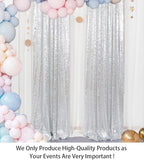 ShinyBeauty Sparkle Backdrop Curtain Silver 2 Panels Set Sequin Photo Backdrop 2FTx8FT Sequin Backdrop Curtain Pack of 2-1220S