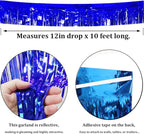 6 Pack Royal Blue Total 60 Feet Foil Fringe Garland Metallic Tinsel Banner Wall Hanging Drapes Parade Float Skirting Decorations for Trailer Mardi Gras Party Birthday Wedding