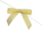 Bright Creations Gold Twist Tie Bows - 100 Pack, 2.5 x 3 in - Pretied Gold Bows & Ribbon for Treat Bags & Twist Ties for Crafts