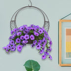 Air Plants Holders Wire Wreath Frame Hanger, 11 inch Moon Shape Wreath Form Hanging Plant Holder Metal Hanging Orchid Planter Plant Basket Holder, Succulent Wire Wreath Frame with Hook