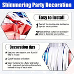 6 Pack White Blue Red Foil Fringe Curtain Backdrop, 3.28Ft x 8.2Ft Metallic Tinsel Foil Fringe Streamer Curtains for Photo Booth, Birthday, Wedding, New Year Party Decorations