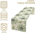 Chrysanthemum Vintage Floral Table Runner, Elegant Yellow Sunflower Spring Summer Elegant Pattern Artichokes Flower Table Runner for Party Kitchen Dining Living Room Decor, 13x60 Inch