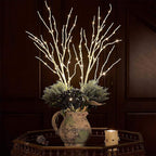 Birchlitland Lighted Birch Branches 32IN 100 LED with Timer Battery Operated, Artificial Tree Branch with Warm,Willow Branch Lights for Home Bedroom Fireplace Christmas Holiday Decoration