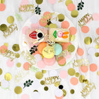 300PC Pink and Sage Green Happy Birthday Confetti for Table Boho Birthday Decorations for Women/Girl Round Dots Eucalyptus Table Scatters Party Supplies