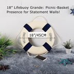 MorroMorn Lifebuoy Wall Hanging Decor - Welcome Aboard Mediterranean Style Home Decoration (Navy, 18")