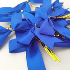 50pcs 3-1/2 Inch Blue Satin Ribbon Bows with Twist Tie Bows for Christmas Tree Decoration Gift Packing&Wrapping(Blue)