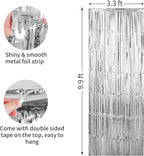 Crosize 8 Pack 3.3 x 9.9 ft Sliver Foil Fringe Curtains Party Decorations, Sliver Tinsel Curtain Backdrop for Parties, Door Streamers, Glitter Streamer Backdrop for Birthday Decoration