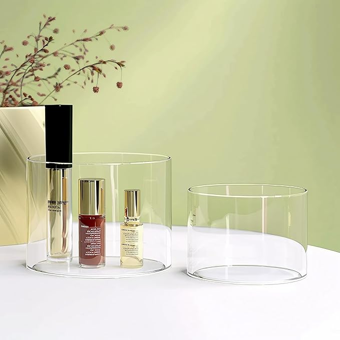 6Pcs Buffet Risers, Food Risers for Buffet, Acrylic Boxes for Display Round Riser Display Cases Acrylic Round Display Base, Clear(Size 6",6.5",6.7",7",7.5",8")