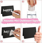 40 Pack Mini Chalkboard Signs for Food, 4x3 Inches Small Chalkboard Sign with 4 Cleaning Cloth, Small Reserved Tables Sign for Wedding Party Buffet Bakery Table Signs
